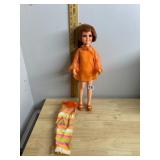 IDEAL TOY CORP DOLL, VTG, ORANGE LACE DRESS,