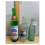 VTG SODA BOTTLES, 7UP BICENTENNIAL, SUN CREST,