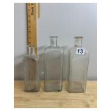 CLEAR GLASS BOTTLES, RECTANGULAR FORM, SMOOTH