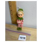 VTG ELF ORNAMENT, FELT SUIT, BLONDE HAIR, JAPAN.