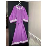 PURPLE MAXI DRESS, GEOMETRIC TRIM COLLAR AND