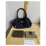 BLACK NYLON HANDBAG W/ RHINESTONE ACCENTS,