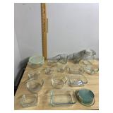 ASSORTED GLASS STORAGE CONTAINERS, PYREX-STYLE