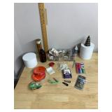 CRAFT SUPPLY LOT W/ ACRYLIC ORGANIZER, RIBBON