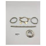 METAL LINK BRACELETS, CHARM BRACELET W/ CARD SUIT