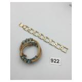 METAL MESH WRAP BRACELET W/ IRIDESCENT BEADS,