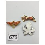 COSTUME BROOCHES, ENAMEL INSECT, EQUESTRIAN ETC.
