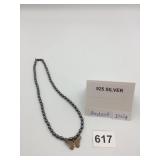 HEMATITE BEAD NECKLACE W/ STERLING SILVER