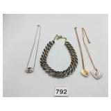 METAL-TONE NECKLACES, BLACK ENAMEL LINK CHAIN,