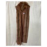 VTG FAUX FUR VEST, LONG LENGTH, BUTTON FRONT,