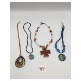 ASSORTED PENDANT NECKLACES, ART GLASS, CROSS