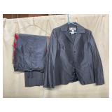 RENA ROWAN 100% SILK SUIT, CHARCOAL GREY, JACKET