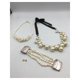 METAL AND PEARL JEWELRY, INCL MULTI-STRAND