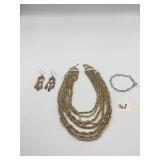 GOLD-TONE METAL MULTI-STRAND CHAIN NECKLACE,
