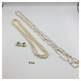 FAUX PEARL NECKLACES, MULTI-STRAND BEADED