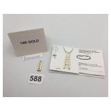 14K YELLOW GOLD PENDANT, FIVE-STONE DIAMOND