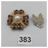 METAL-TONE BROOCHES, MALTESE CROSS W/ FAUX PEARL