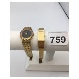 FORTRON QUARTZ WRISTWATCH, GOLD-TONE CASE, BLACK