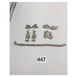SILVER-TONE METAL COSTUME JEWELRY, RHINESTONE