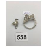 LEDO COSTUME JEWELRY, BOW WREATH BROOCH, CLEAR