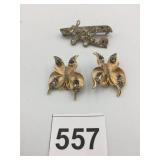 VTG COSTUME JEWELRY, PR BUTTERFLY CLIP EARRINGS,
