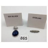 STERLING SILVER PENDANT W/ BLUE DRUZY STONE,