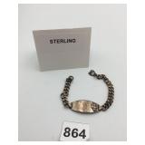 STERLING SILVER ID BRACELET, USN INSIGNIA,