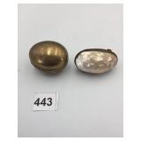 VTG HINGED TRINKET BOXES, ONE BRASS, ONE MOTHER