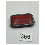 STERLING SILVER ENAMEL BOX, RED GUILLOCHE ENAMEL,