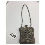 VTG METAL COIN PURSE, HAMMERED FINISH, FLORAL