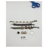 ASSORTED COSTUME JEWELRY, THREE BRACELETS W/ FAUX
