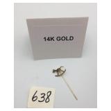 14K GOLD STICK PIN, ROCKING HORSE MOTIF, STAMPED