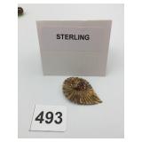 STERLING SILVER BROOCH, TEXTURED RADIATING