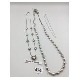 CHICOS SILVER-TONE NECKLACES, HEART MOTIF, BEADED