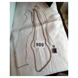 THREE STERLING NECKLACES, ONE 16" WITH PENDANT,