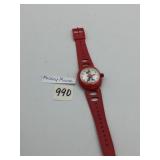 VTG MICKEY MOUSE WATCH, RED PLASTIC CASE AND