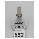 10K GOLD ELECTROPLATE RING, MARQUISE-CUT CLEAR