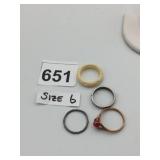 ASSORTED RINGS, METAL-TONE, FAUX CORAL, CARVED