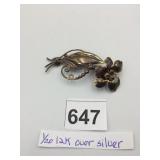 1/20 12K OVER SILVER BROOCH, FLORAL MOTIF,