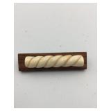VTG BROOCH, WOOD BASE, CARVED TWISTED