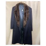 BERGDORF GOODMAN NAVY WOOL COAT, PERRY ELLIS