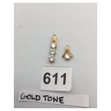 GOLD-TONE PENDANTS, TWO PIECES, FEATURING CLEAR
