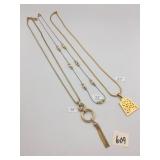 ALFANI GOLD-TONE NECKLACE W/ TASSEL PENDANT, TWO