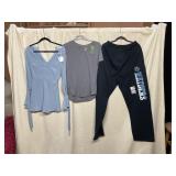 LUSH BLUE ROMPER W/ TIE SLEEVES, TEK GEAR GRAY