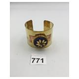METAL CUFF BRACELET, HAMMERED GOLD-TONE FINISH,