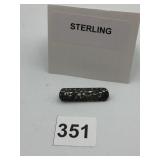 STERLING SILVER BAR BROOCH, MARCASITE ACCENTS,