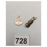 ROSE GOLD TONE TREE OF LIFE PENDANT W/ MOTHER OF