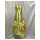 JOVANI GOWN, YELLOW SATIN, STRAPLESS, DEEP