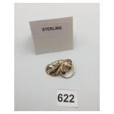 FORSTNER STERLING SILVER BROOCH, GILT FINISH,
