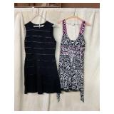 CALVIN KLEIN BLACK SLEEVELESS DRESS W/ SATIN